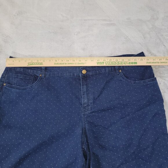 CJ Banks Womens Plus Size 24W Polka Dot Blue Denim Bermuda Shorts 12" Inseam - Picture 4 of 10